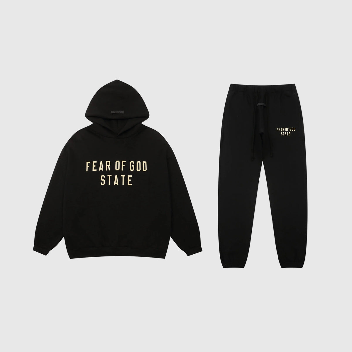 Essentials Black Relaxed Tracksuit – Fear of God Fleece Set