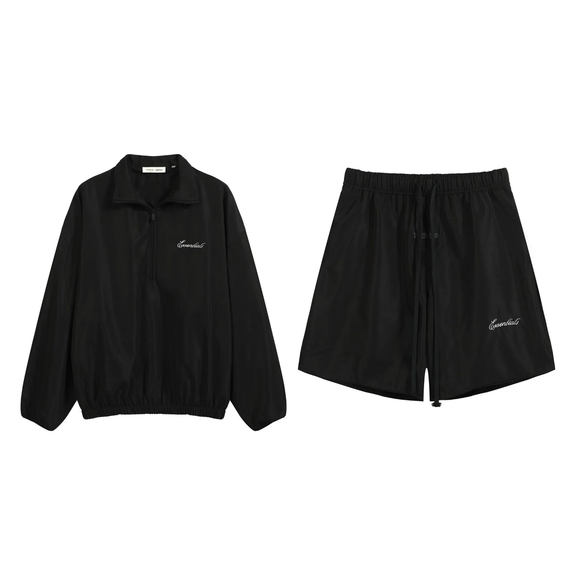 Primary Essentials Tracksuit Black Half-Zip Nylon Pullover