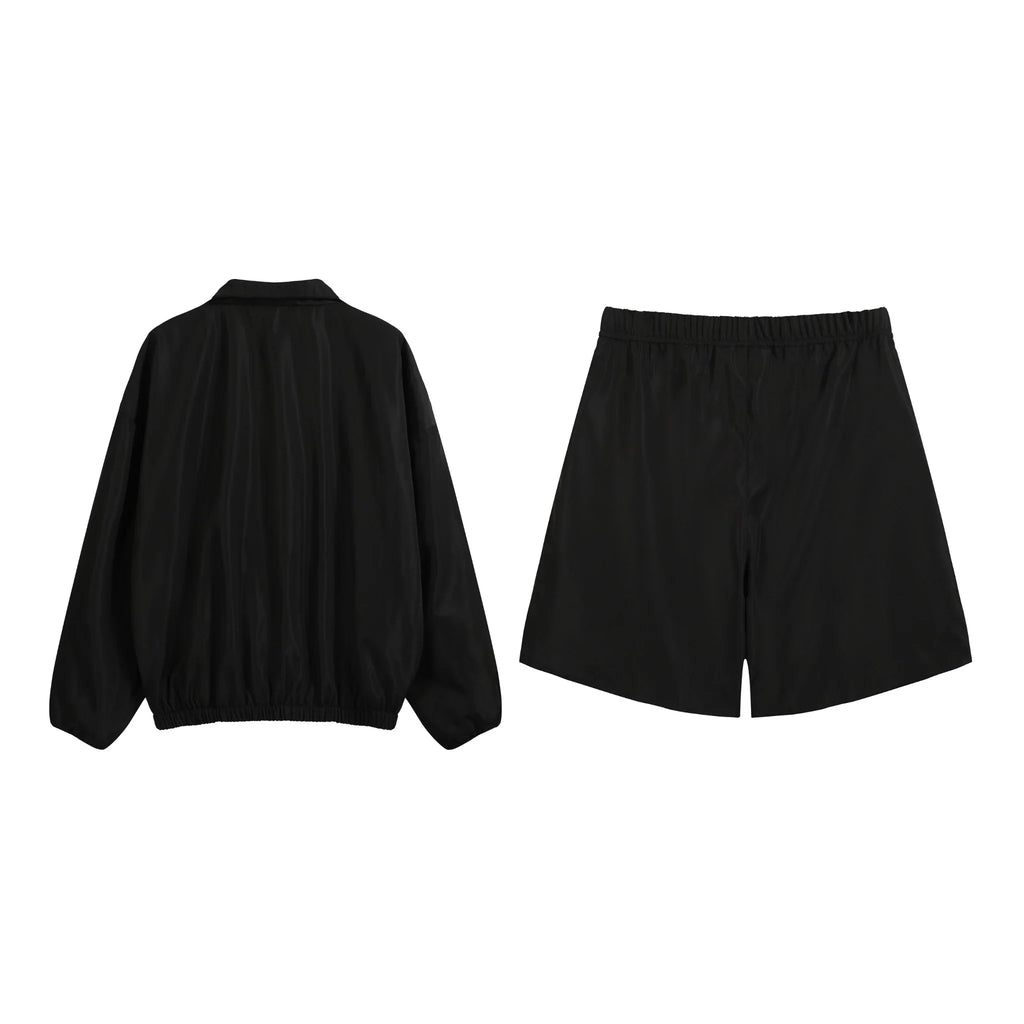 Primary Essentials Tracksuit Black Half-Zip Nylon Pullover