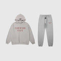 Fear of God Essentials Dark Heather Oatmeal Tracksuit – Classic Fit Hoodie & Jogger Set