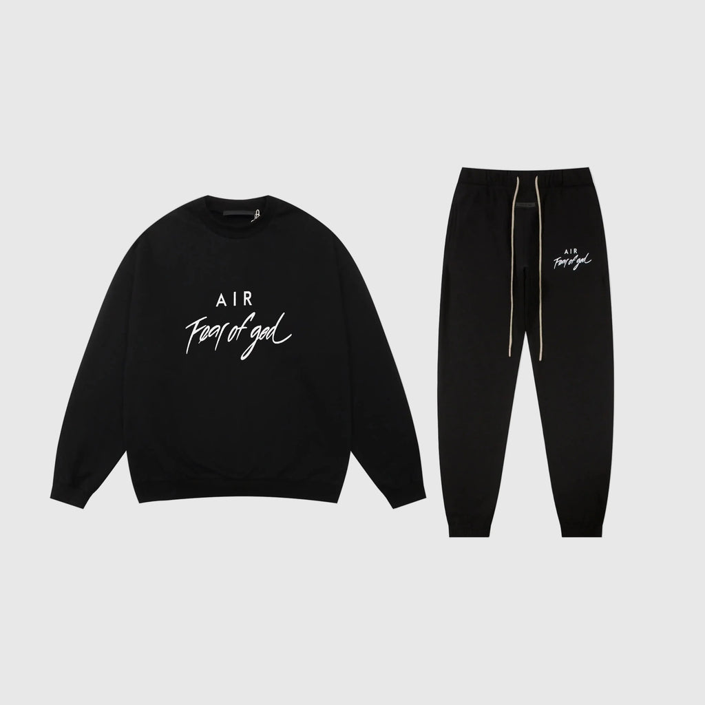 Essentials Black Lounge Essential Fleece Tracksuit – Everyday Casual Set