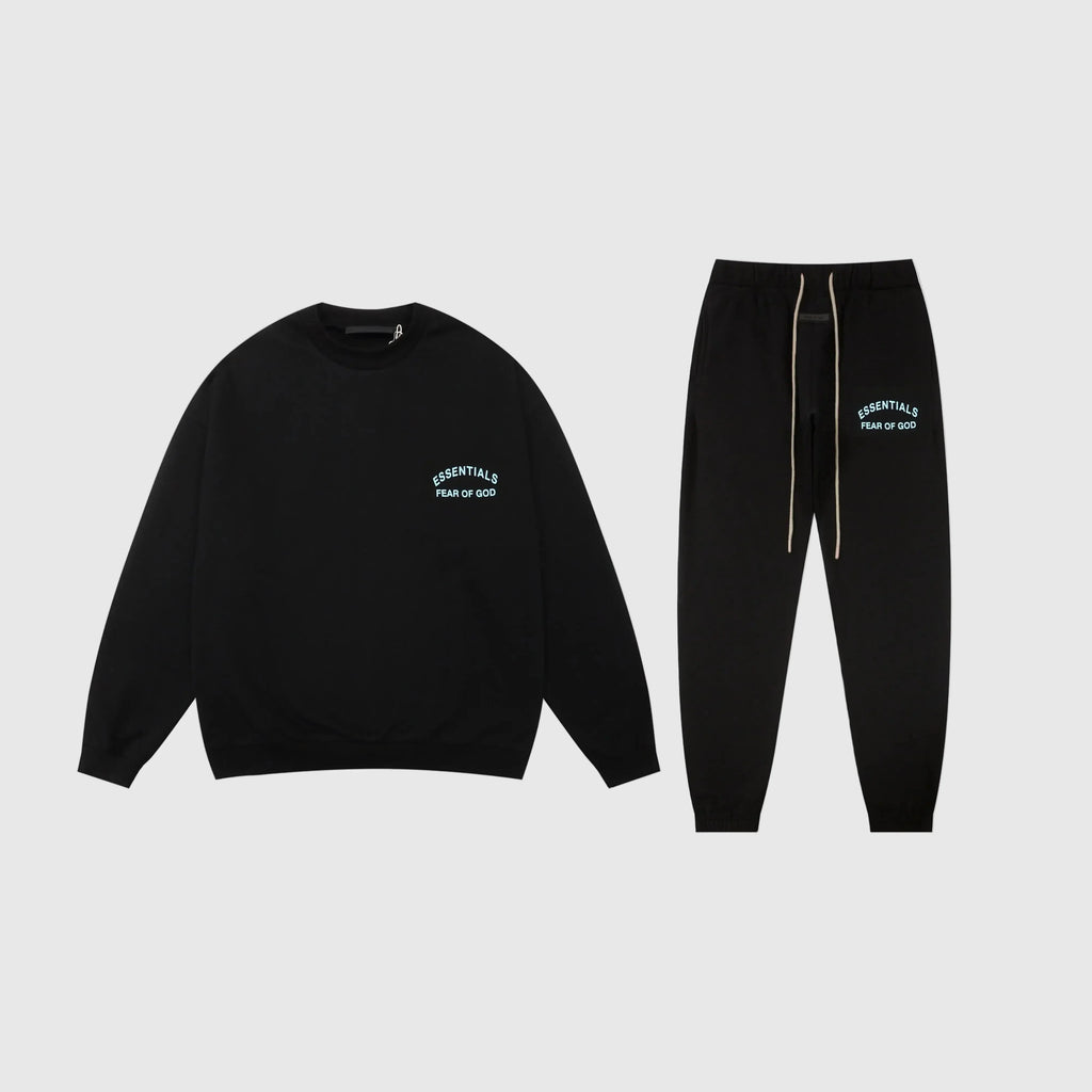Essentials Black Relaxed Fleece Tracksuit Set – Everyday Casual Comfort