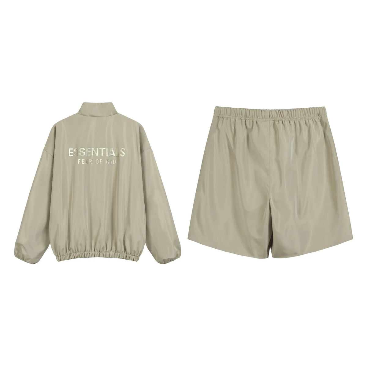 Essentials Tracksuit Wood Gray Half-Zip Nylon Pullover