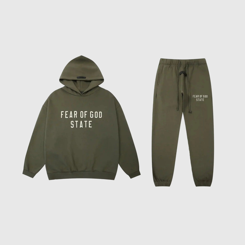 Essentials Tracksuit Hemlock Hoodie Set – Fear of God Matching Set