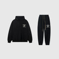 Fear of God Essentials Black Tracksuit – Rubber Logo Hoodie & Jogger Set