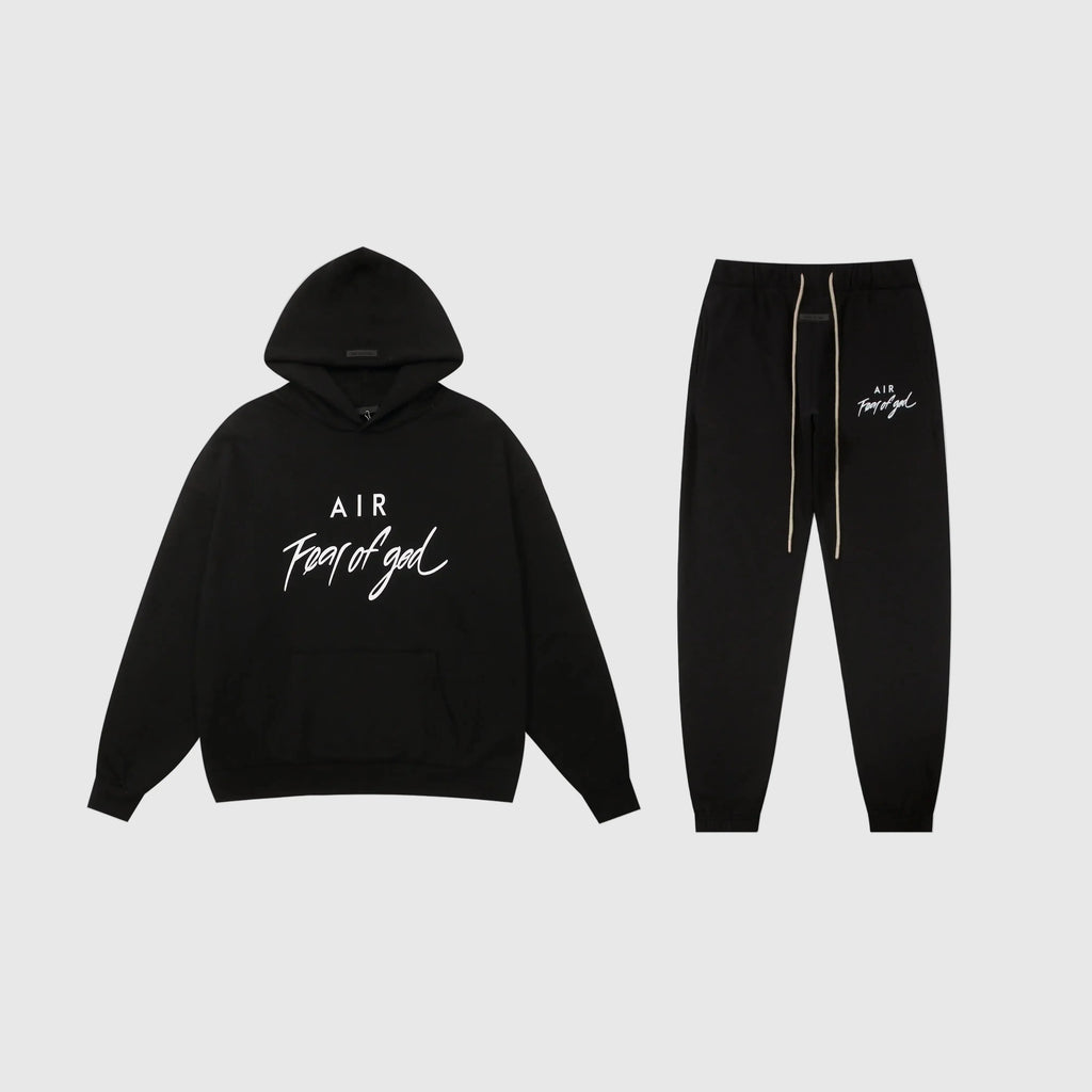 Essentials Black Relaxed Fleece Tracksuit – Everyday Casual Set