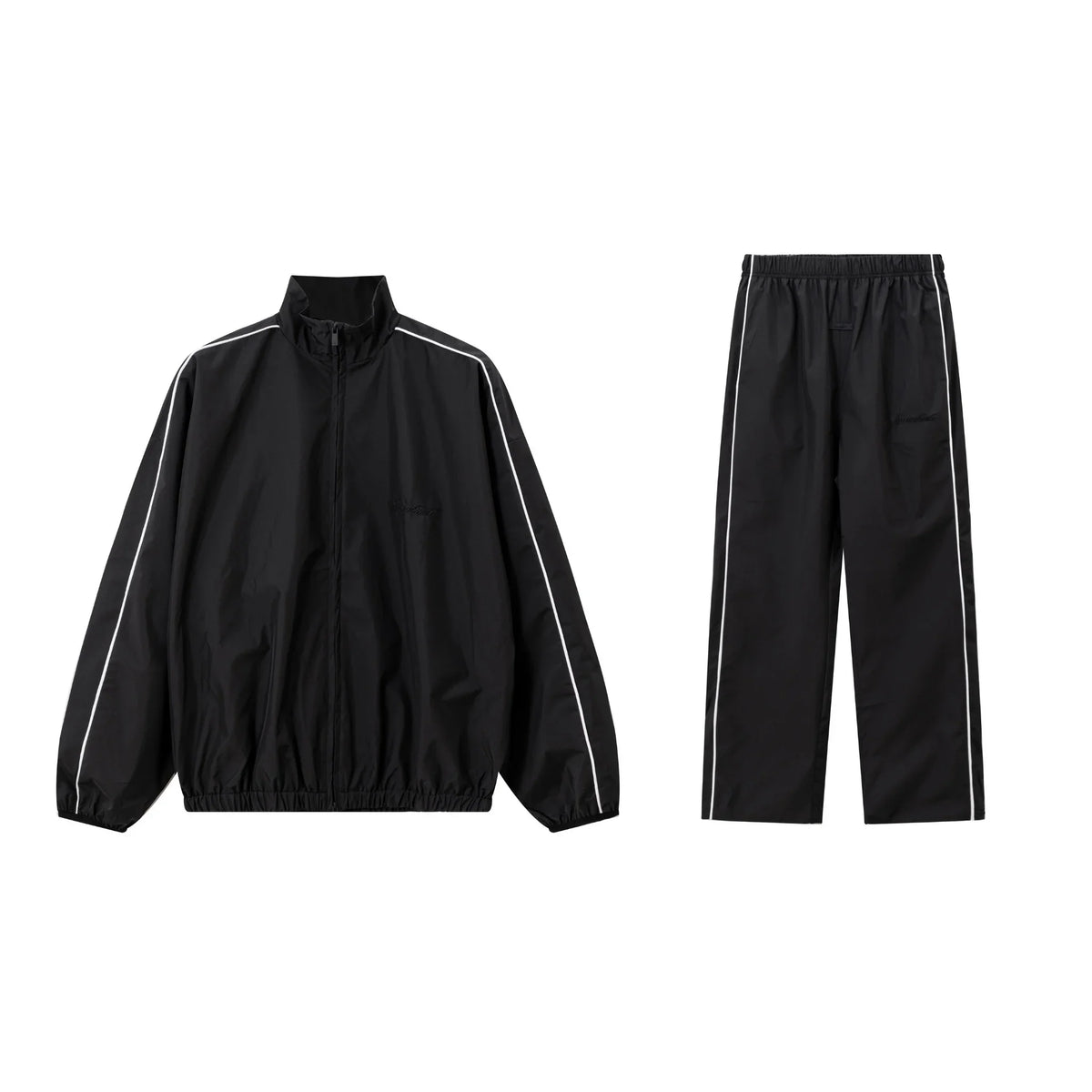 Essentials Tracksuit Black Zip Up Nylon Pullover