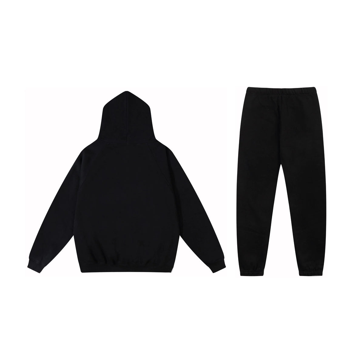 Fear of God Essentials Black Tracksuit – Rubber Logo Hoodie & Jogger Set
