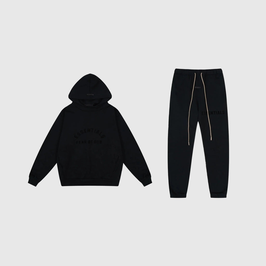 Essentials Tracksuit Black Elevated – Fear of God Fleece Set
