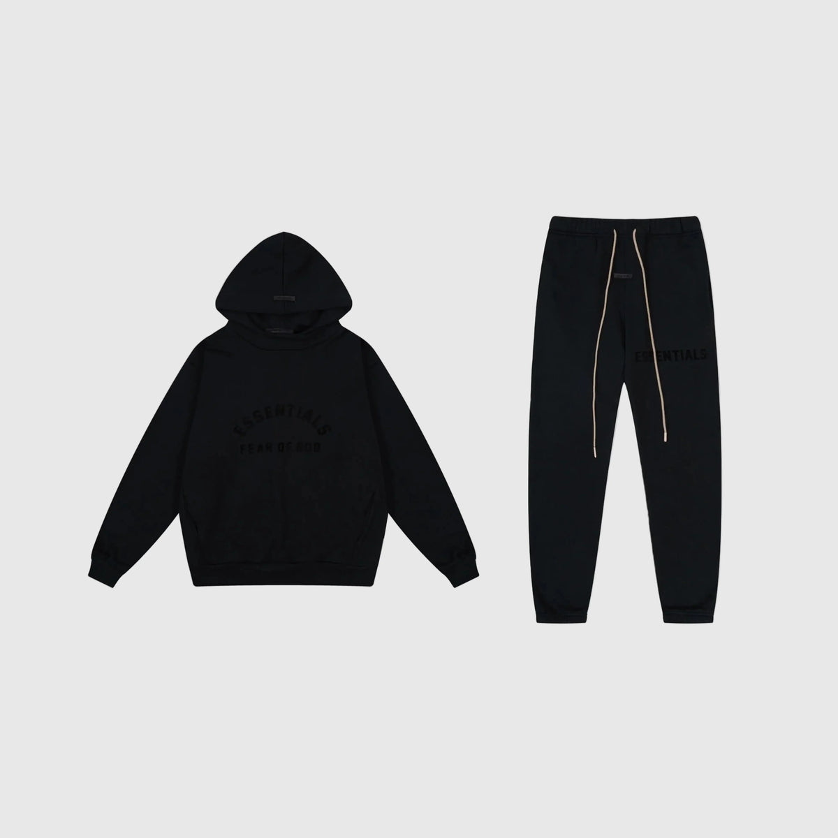 Essentials Tracksuit Black Elevated – Fear of God Fleece Set