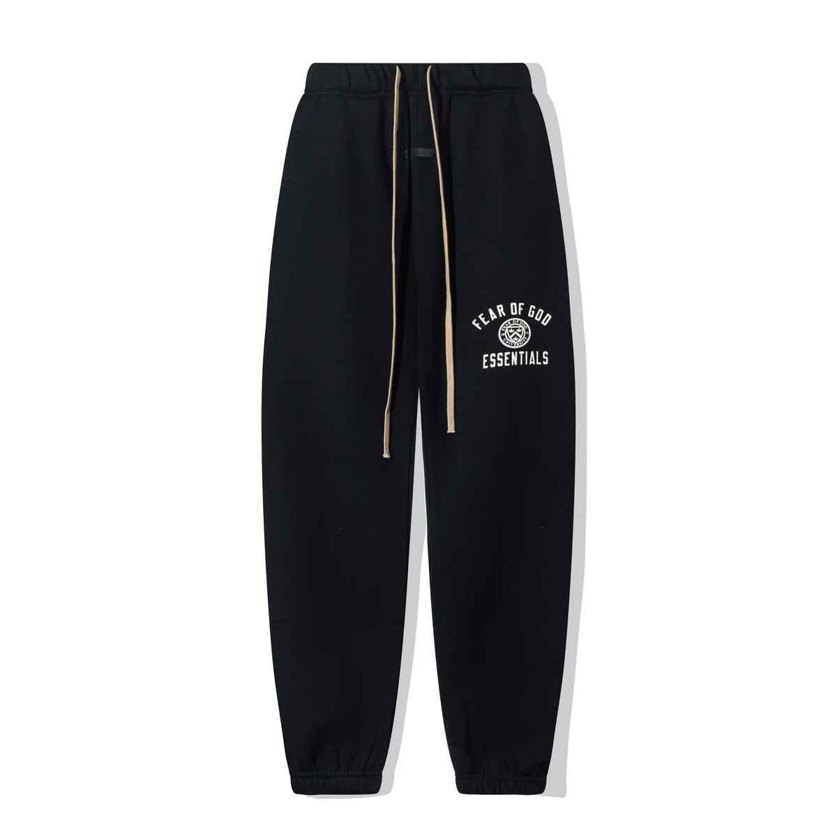Fear of God Essentials Black Tracksuit – Rubber Logo Hoodie & Jogger Set