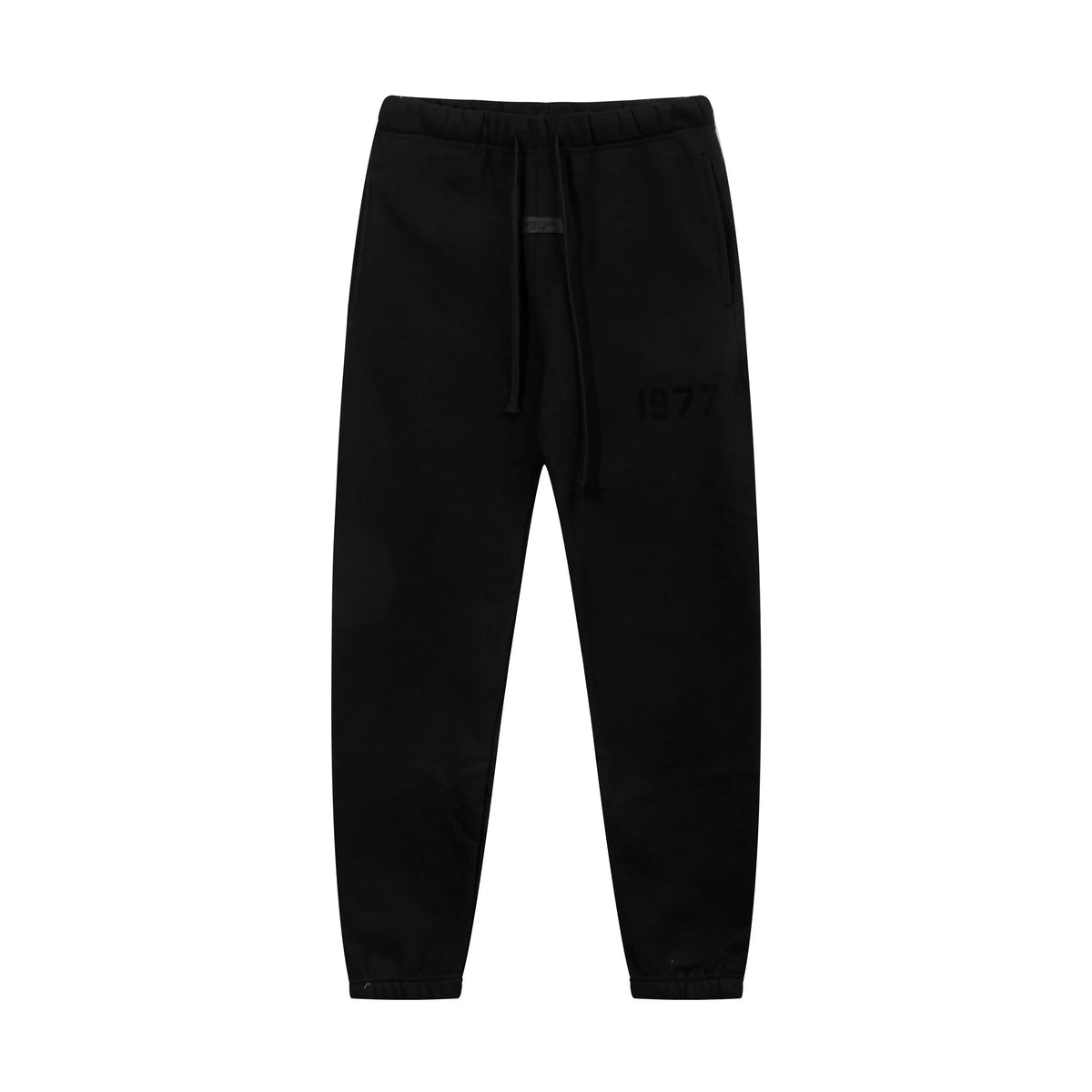 Fear of God Essentials Black Tracksuit – Rubber Logo Hoodie & Jogger Set