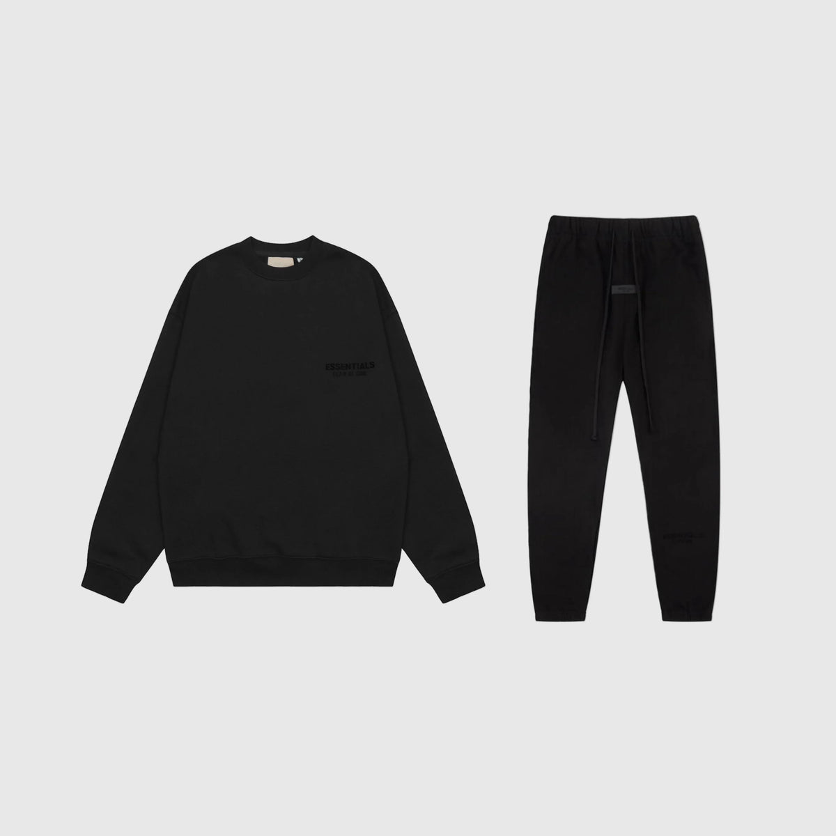 Fear of God Essentials Black Tracksuit – Classic Fit Hoodie Top & Jogger Set