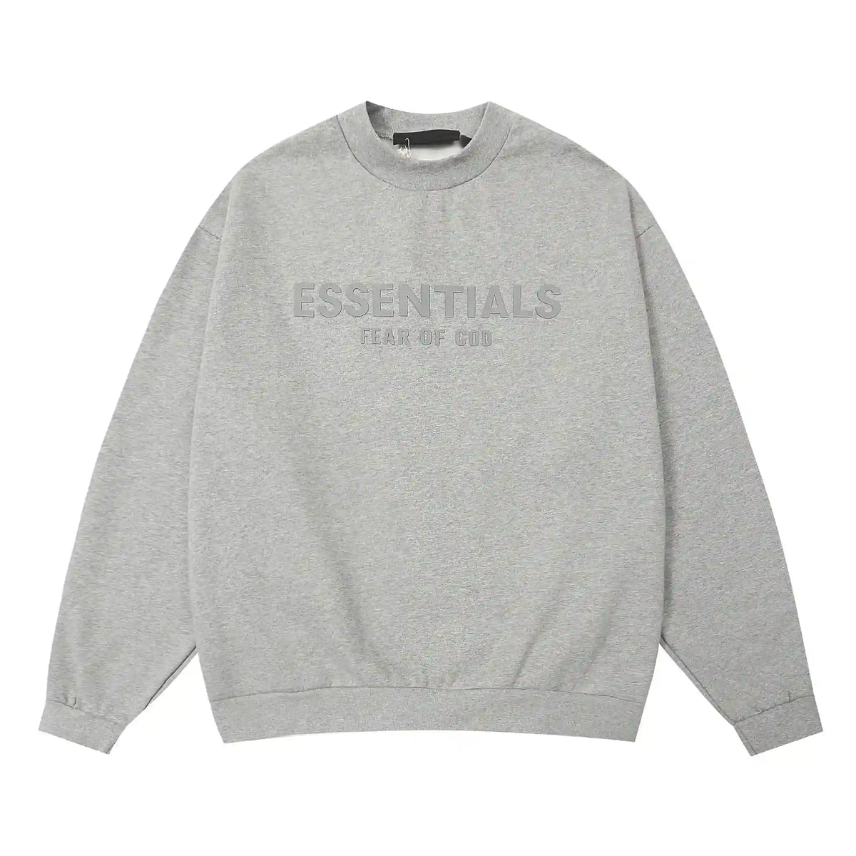 Fear of God Essentials Dark Heather Oatmeal Tracksuit – Classic Fit Crewneck & Jogger Set