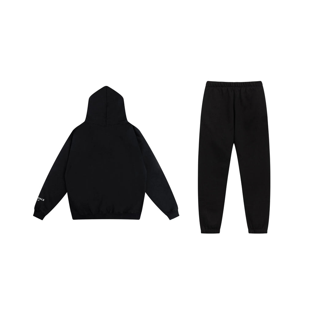 Essentials Black Everyday Casual Fleece Tracksuit – Comfortable Two-Piece Set