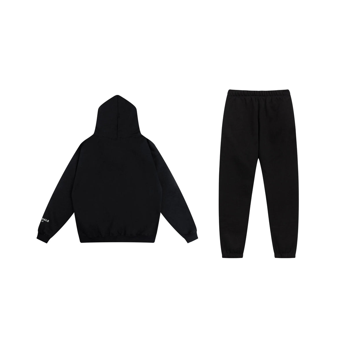 Essentials Black Everyday Casual Fleece Tracksuit – Comfortable Two-Piece Set
