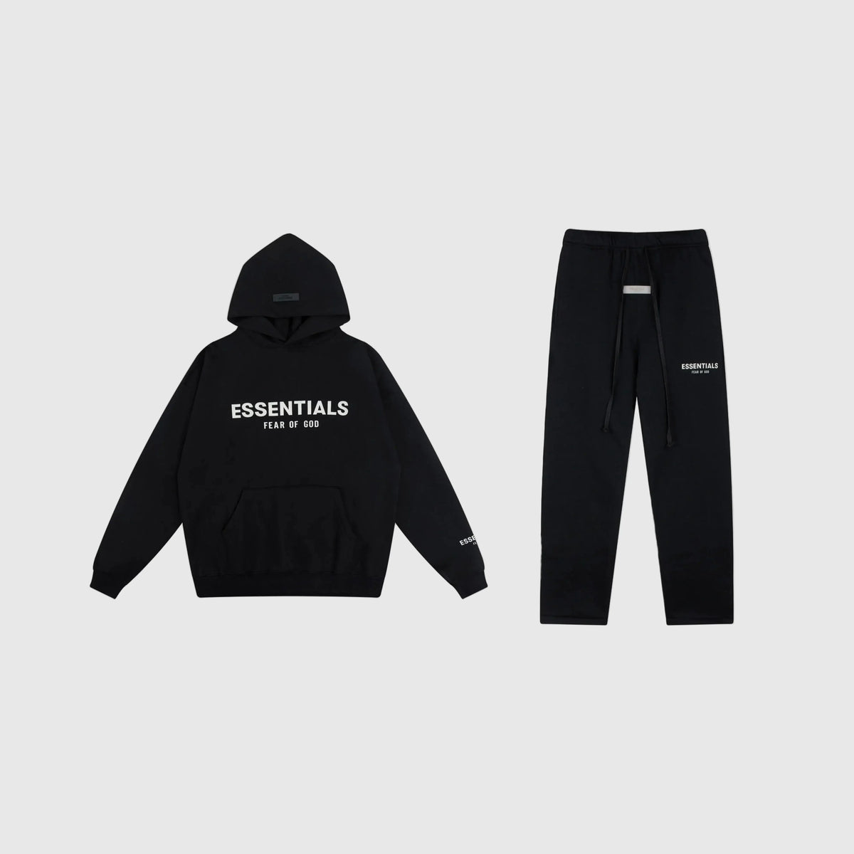 Fear of God Essentials Black Tracksuit – Hoodie & Jogger Set