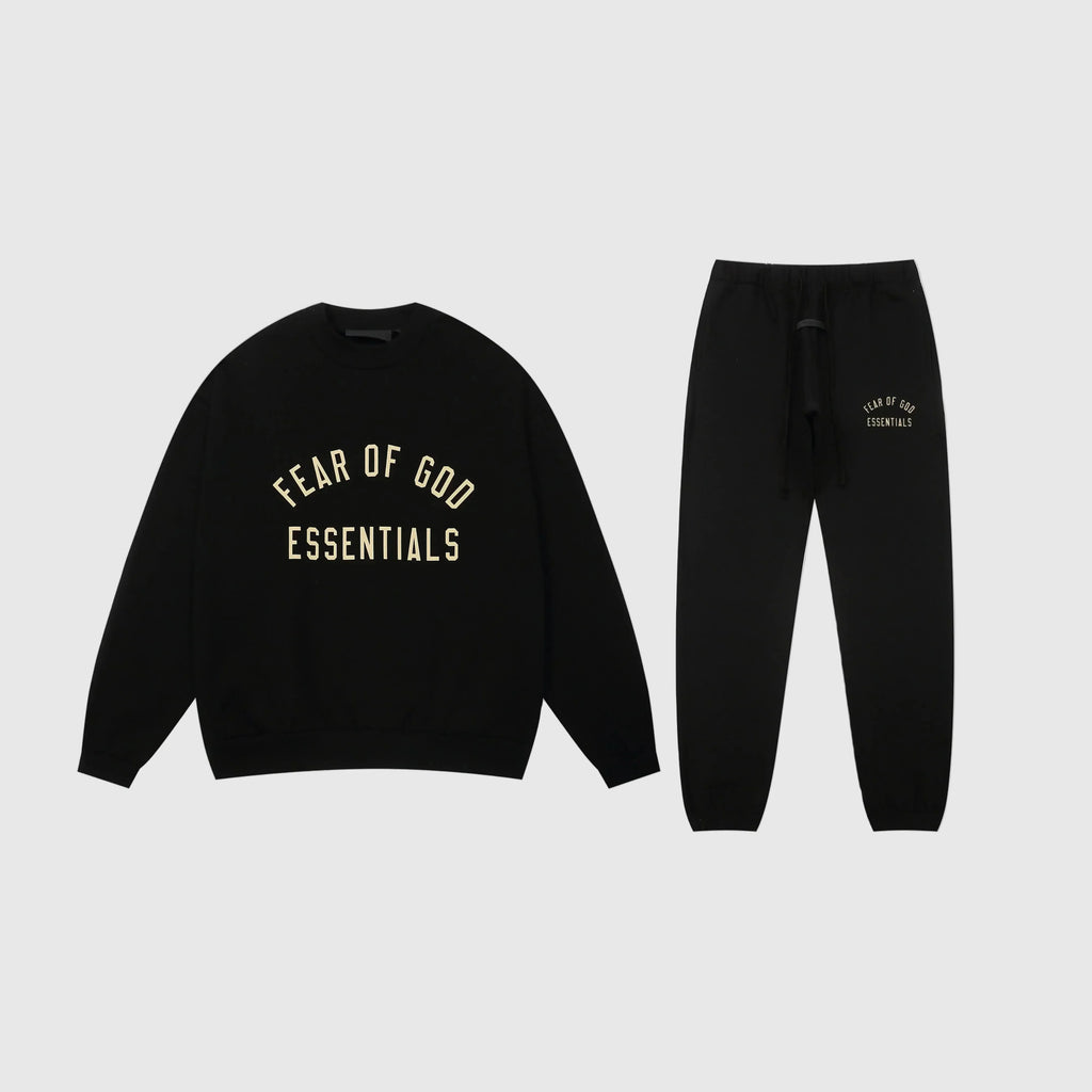 Fear of God Essentials Black Tracksuit – Classic Fit Hoodie & Jogger Set