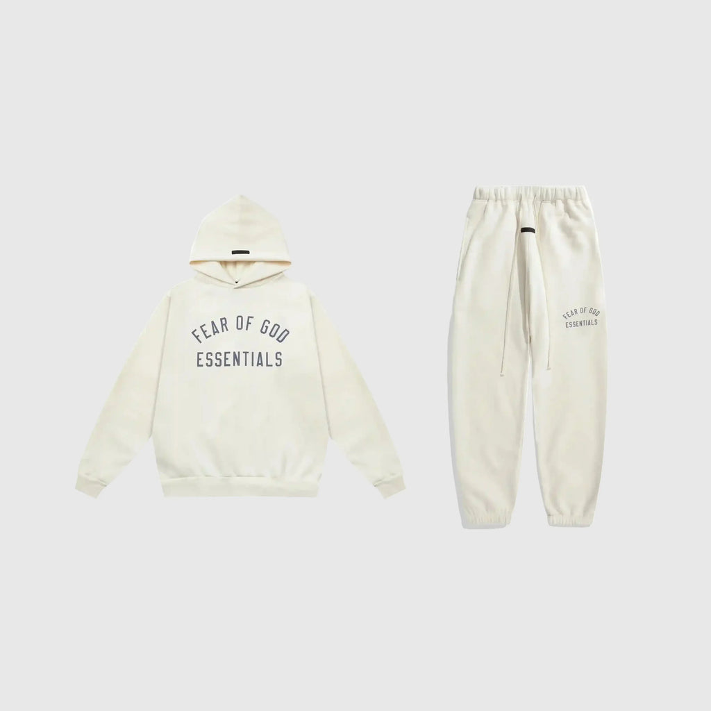 Fear of God Essentials Cloud Dance Tracksuit – Rubber Logo Hoodie & Jogger Set