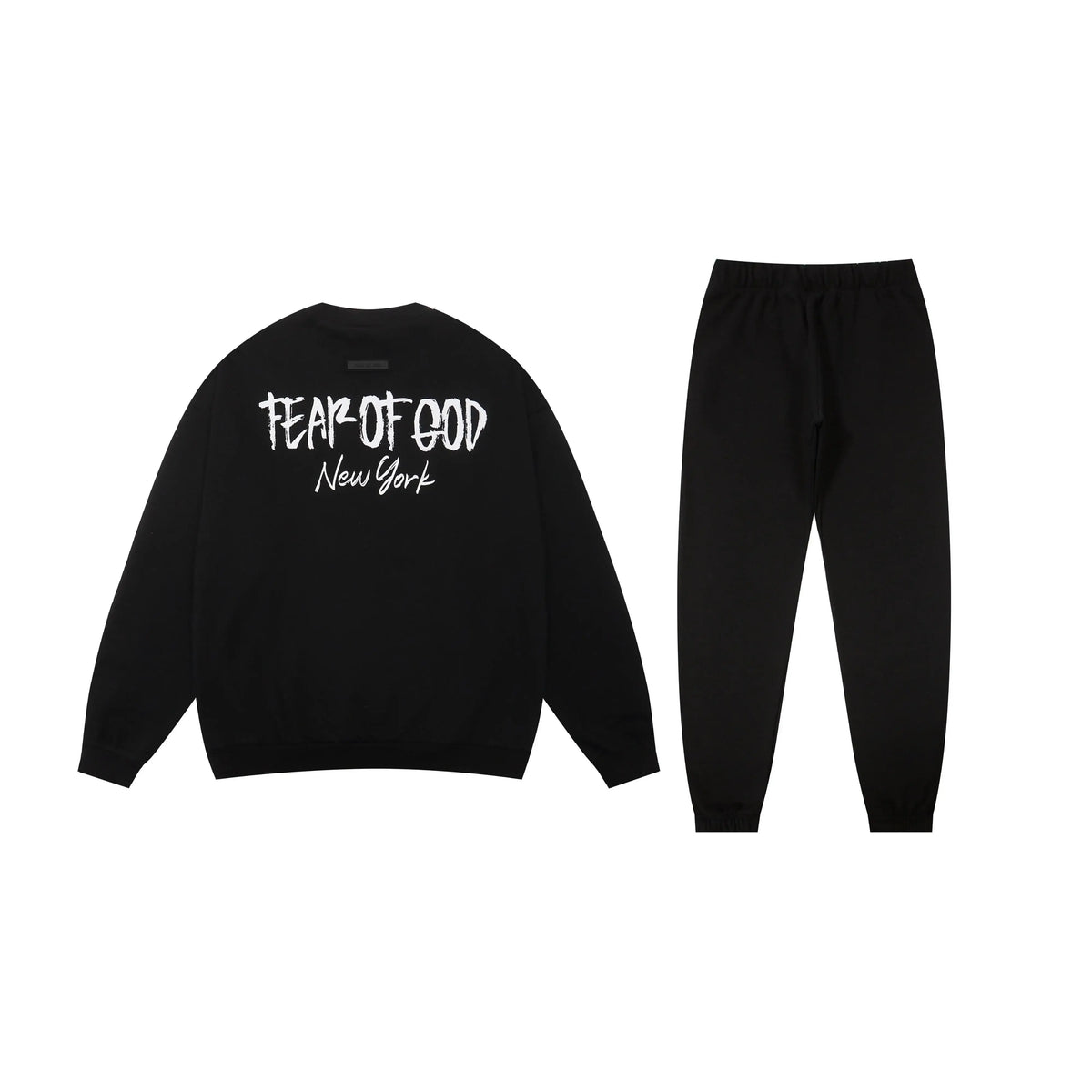 Fear of God Essentials Black Tracksuit – Classic Fit Crewneck & Jogger Set