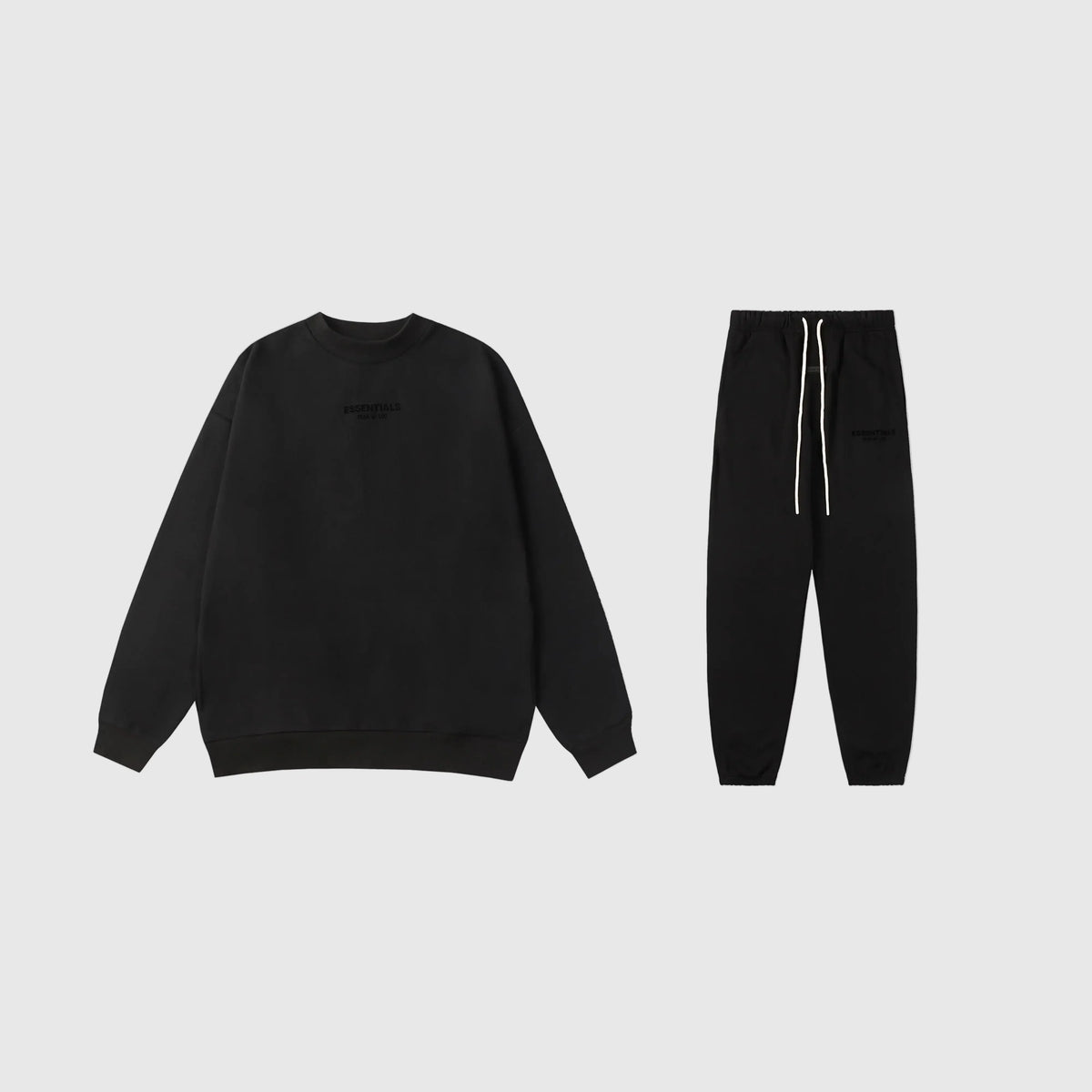Essentials Black Everyday Tracksuit – Fear of God Fleece Set