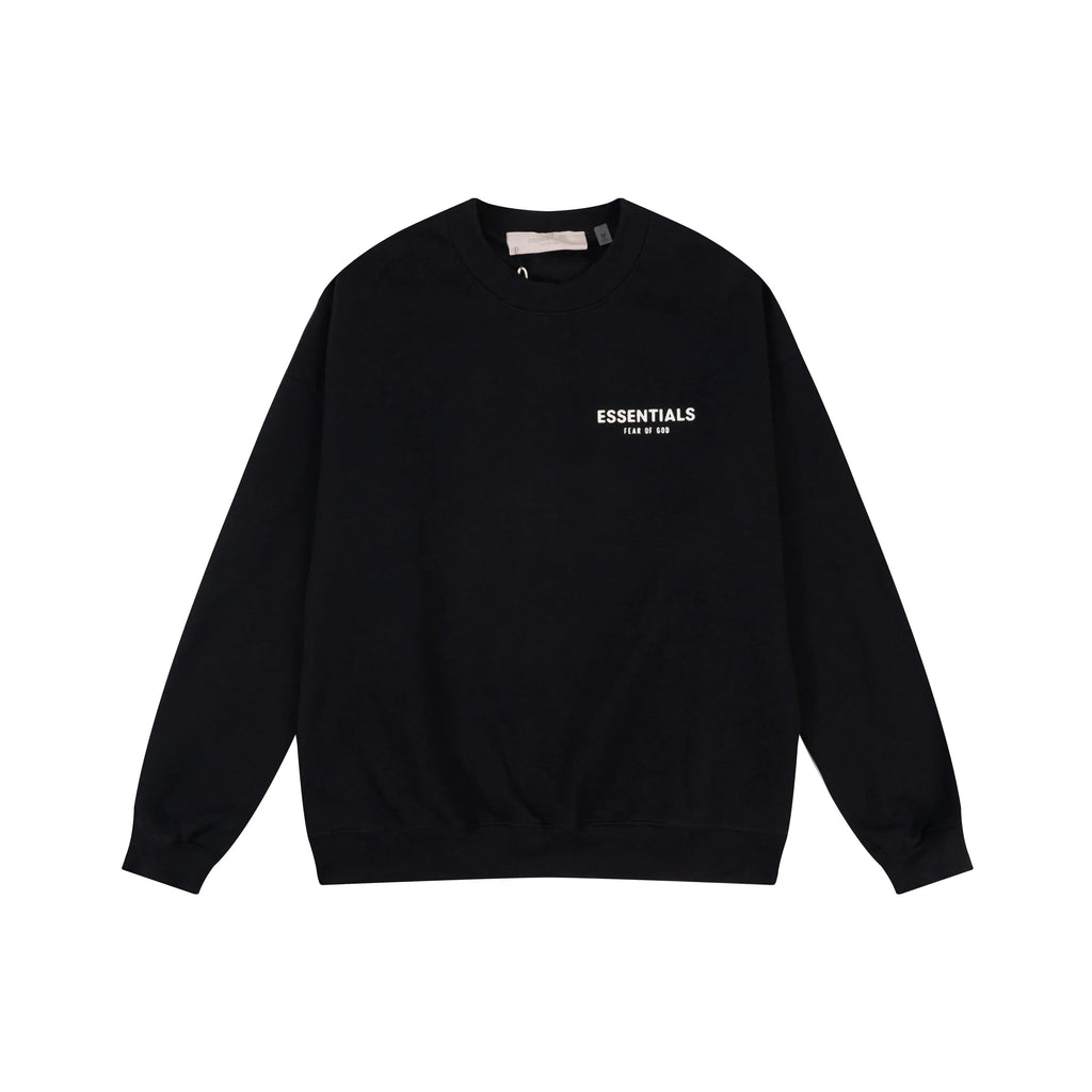 Fear of God Essentials Black Tracksuit – Classic Fit Crewneck & Jogger Set