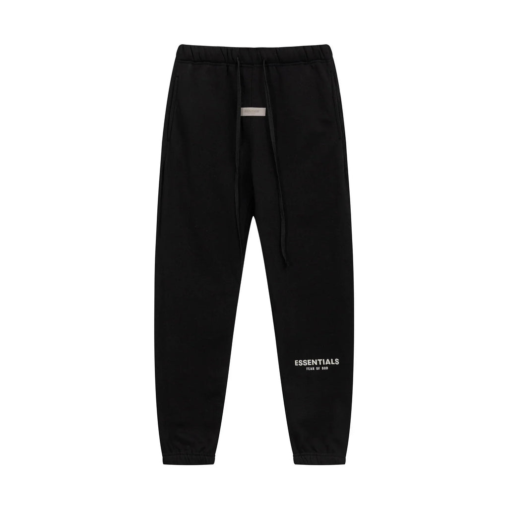 Fear of God Essentials Black Tracksuit – Classic Fit Crewneck & Jogger Set