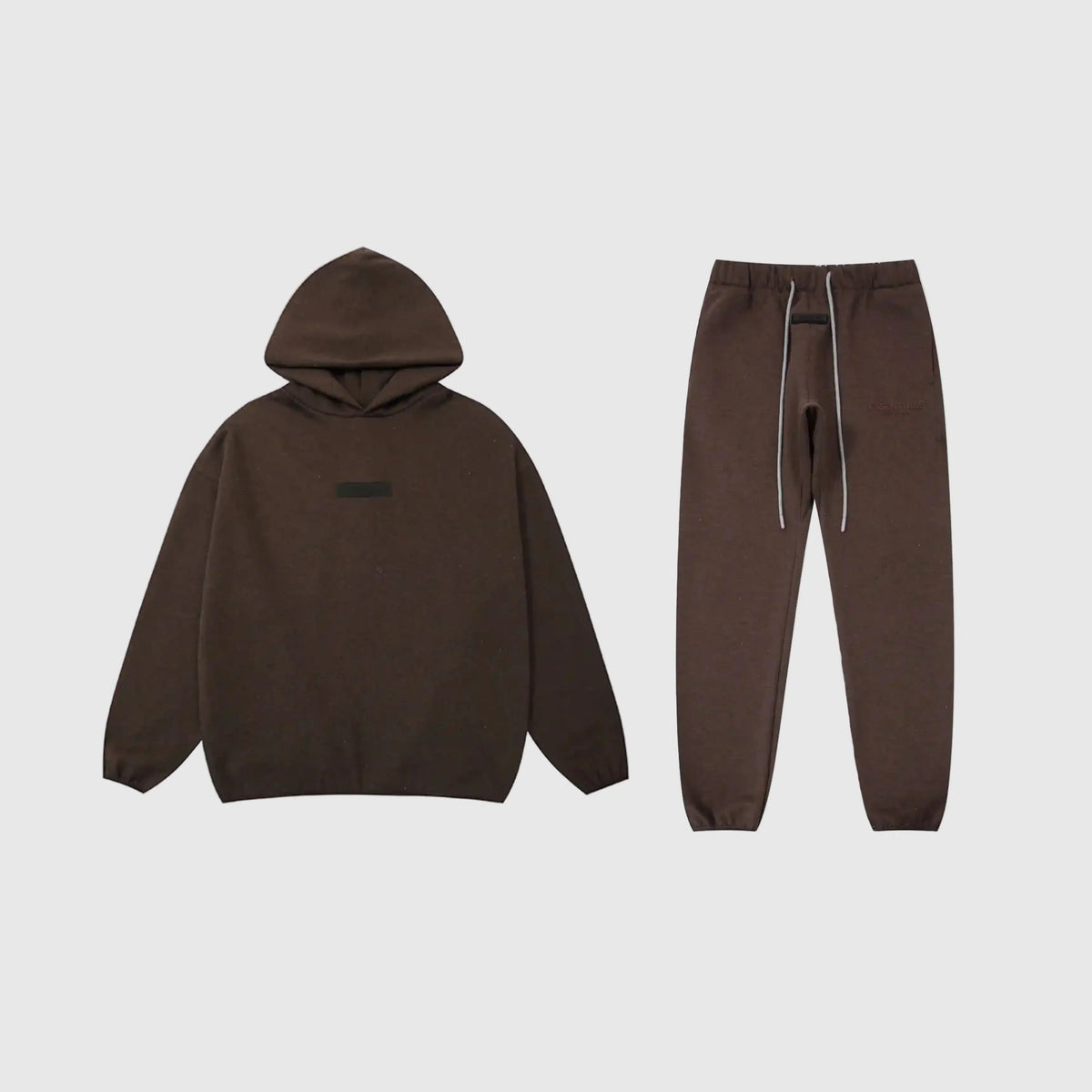 Fear of God Essentials Congo Brown Tracksuit – Rubber Logo Hoodie & Jogger Set