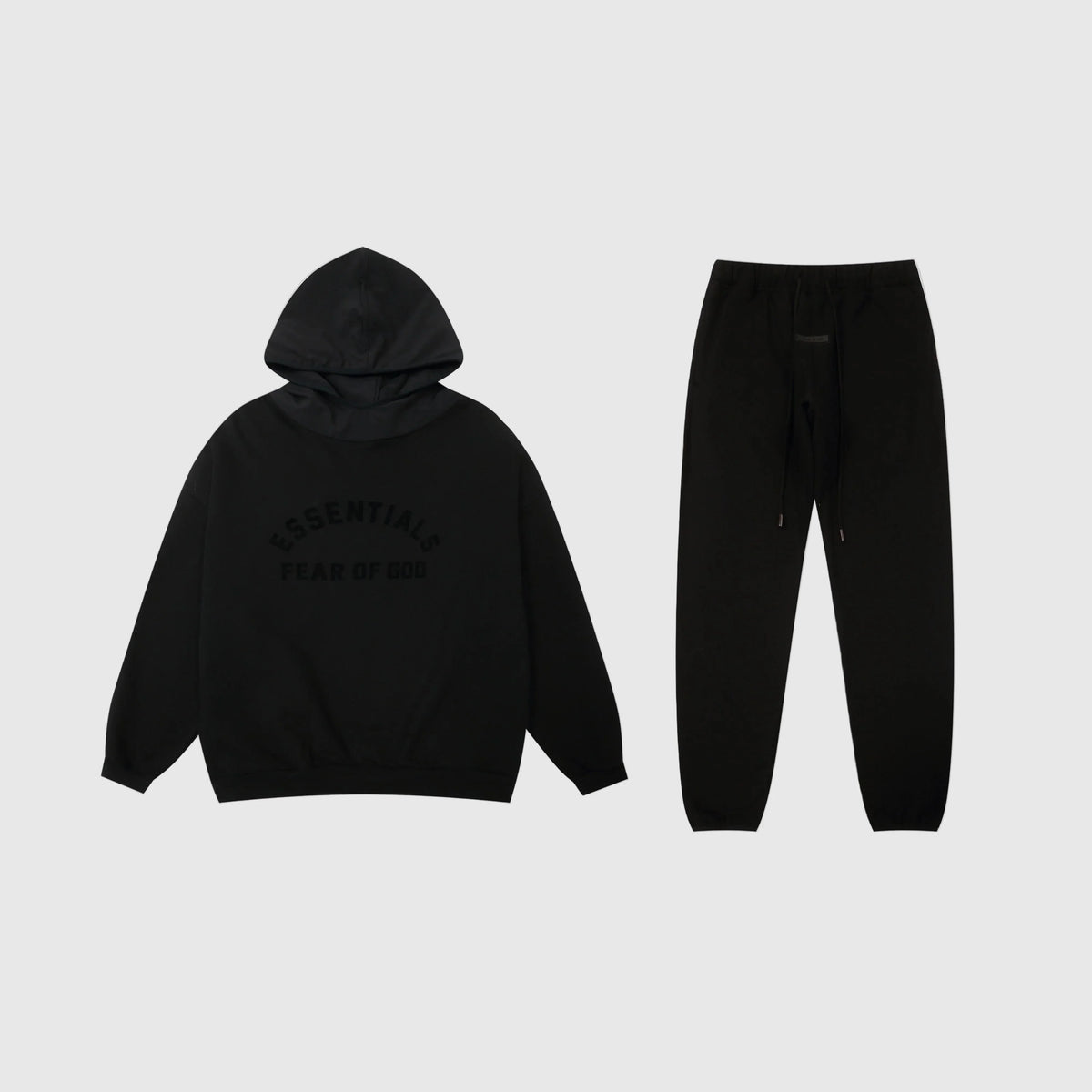 Fear of God Essentials Black Tracksuit – Classic Fit Hoodie & Jogger Set