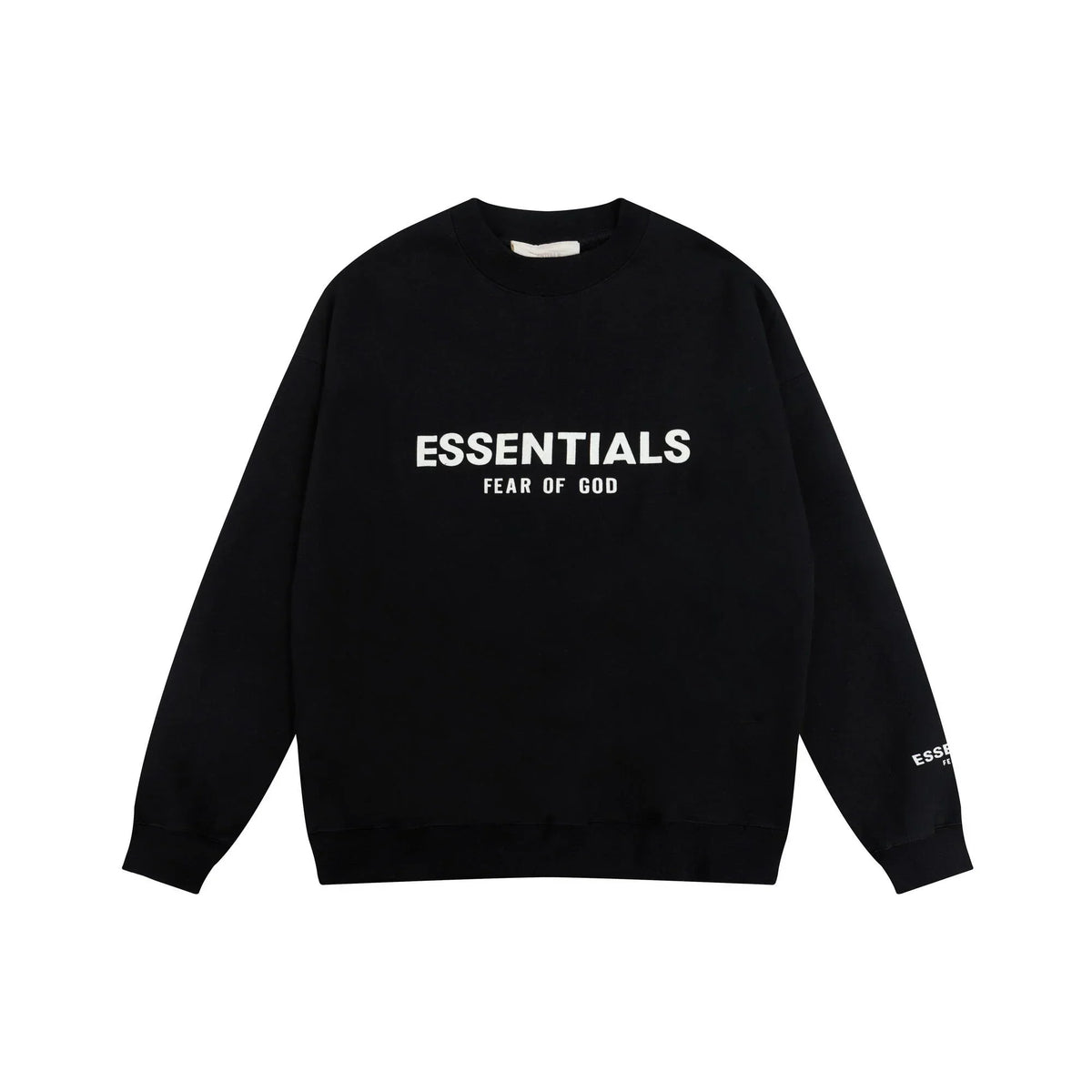Fear of God Essentials Black Tracksuit – Classic Fit Crewneck & Jogger Set