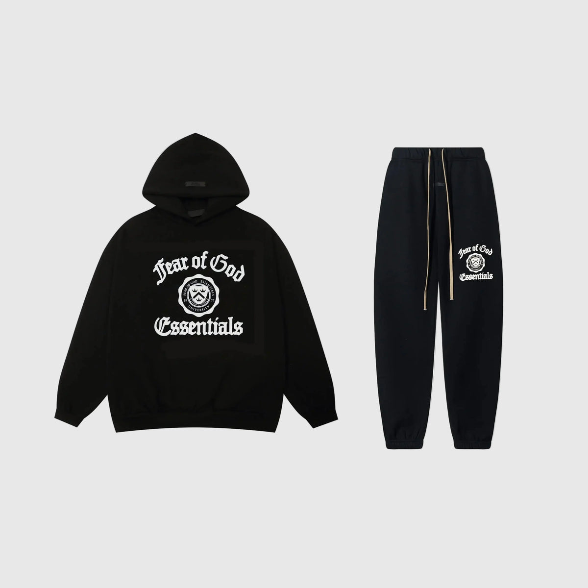 Essentials Black Casual Fleece Tracksuit – Everyday Streetwear Set